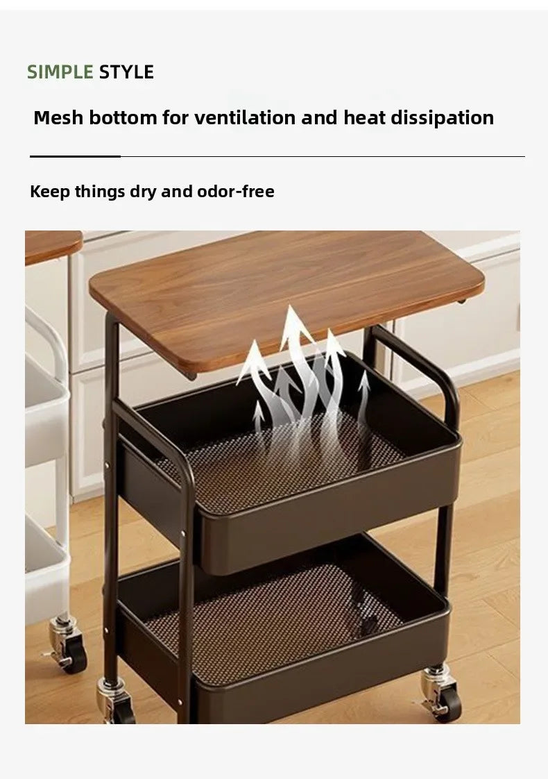 Storage Cart – Rolling, Multi-Tier, Locking Wheels, For Kitchen, Office & Home