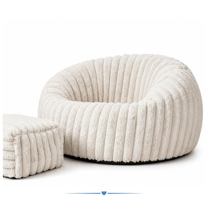 Soft plush round pouf seat for adults & kids(rooms) in dark grey - bean bag chair 80cm faux fur filled