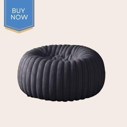 Soft plush round pouf seat for adults & kids(rooms) in dark grey - bean bag chair 80cm faux fur filled