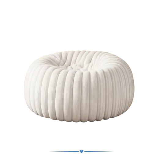 Soft plush round pouf seat for adults & kids(rooms)in beige - bean bag chair 80cm faux fur filled