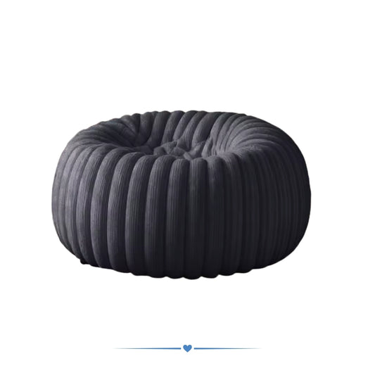 Soft plush round pouf seat for adults & kids(rooms) in dark grey - bean bag chair 80cm faux fur filled