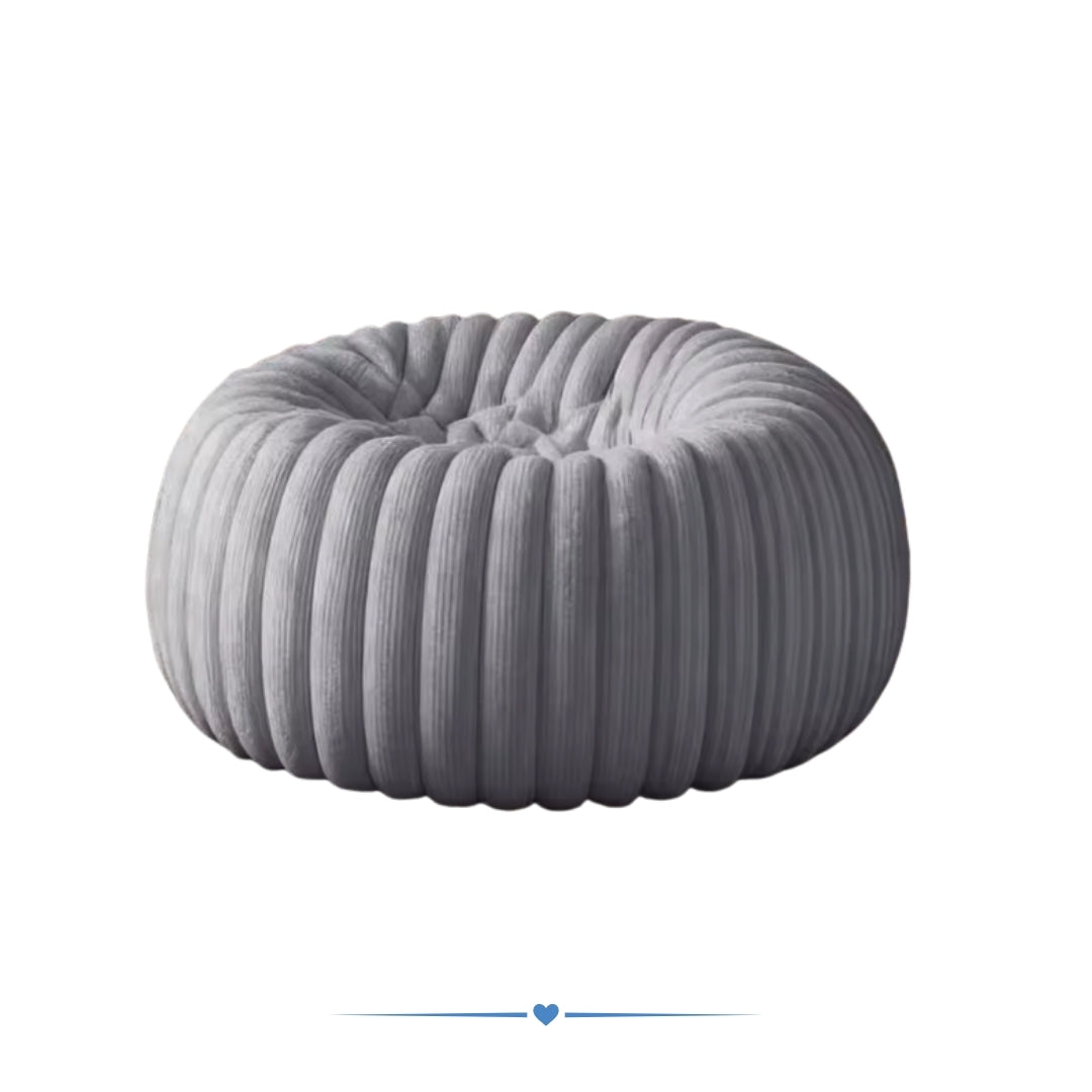 Soft plush round pouf seat for adults & kids(rooms)in light grey - bean bag chair 80cm faux fur filled
