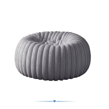 Soft plush round pouf seat for adults & kids(rooms)in light grey - bean bag chair 80cm faux fur filled