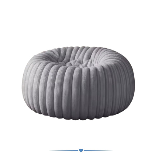 Soft plush round pouf seat for adults & kids(rooms)in light grey - bean bag chair 80cm faux fur filled
