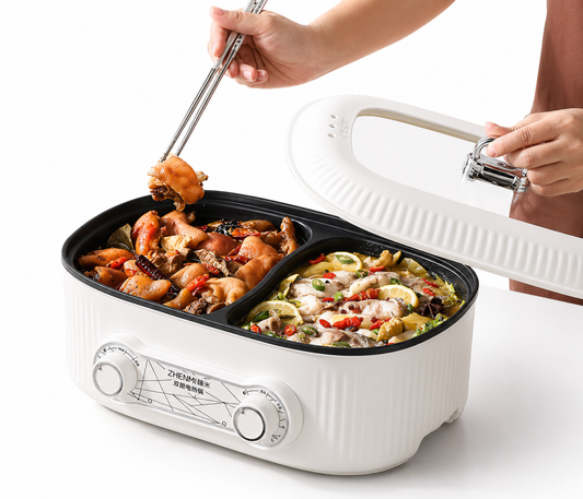 6l electric hot pot with double liner non stick multi function cooking pot for everyday kitchen use, with steamer