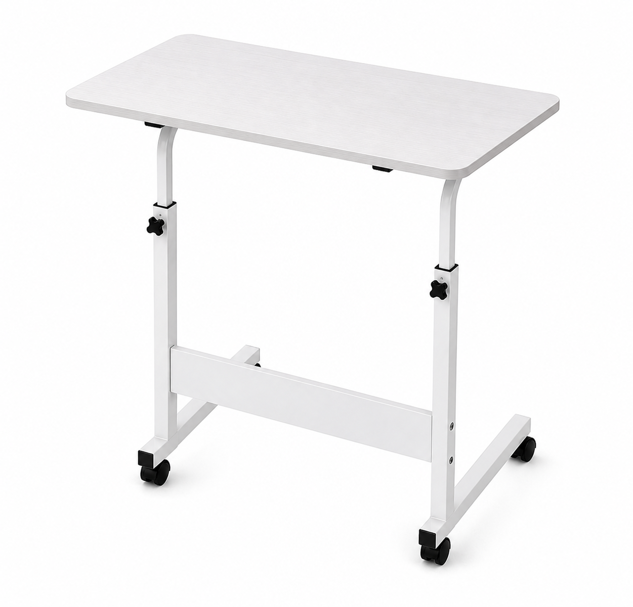 Mobile laptop desk adjustable bedside, or sofa table rolling laptop stand portable computer desk with wheels AU - white