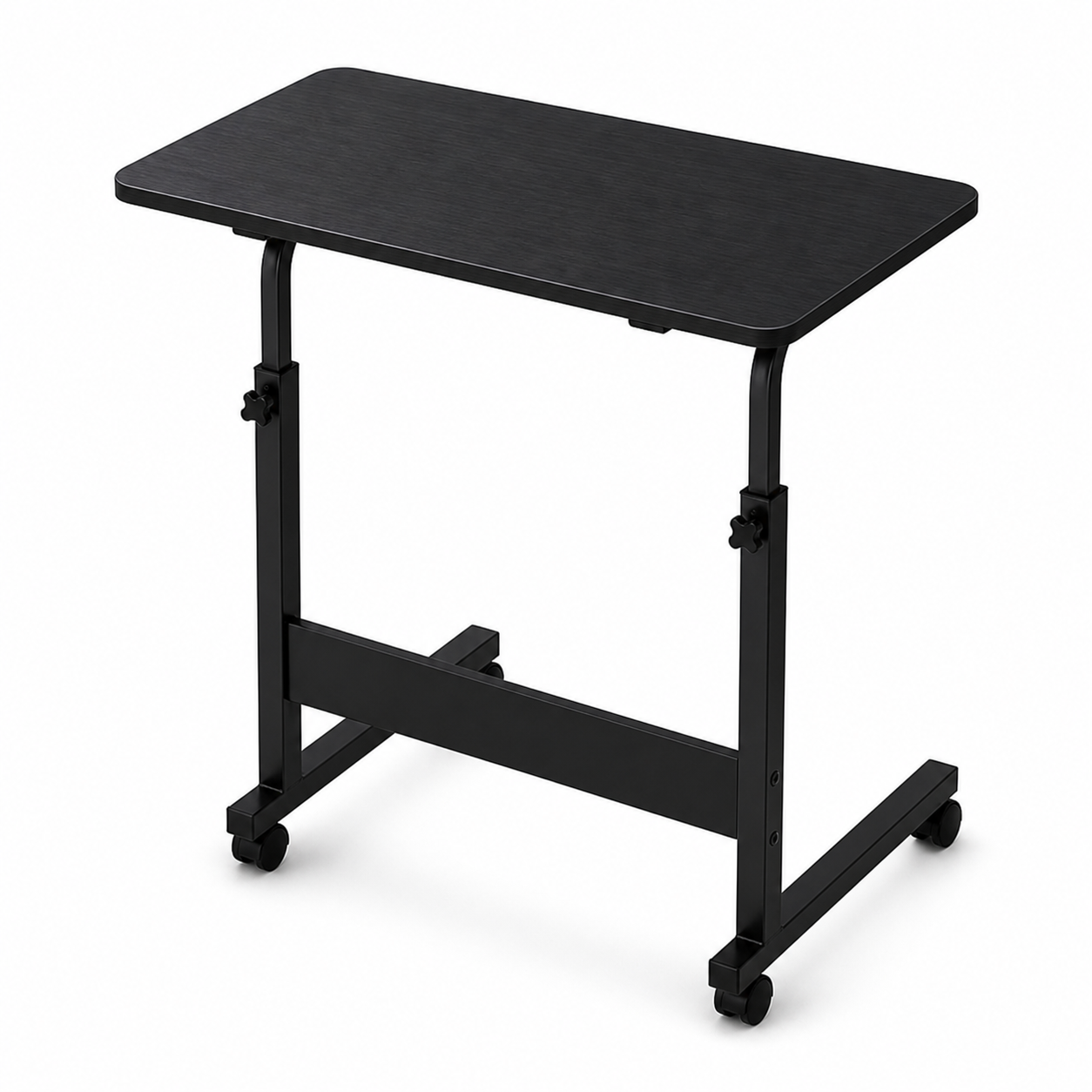 Mobile laptop desk adjustable bedside, or sofa table rolling laptop stand portable computer desk with wheels AU - black