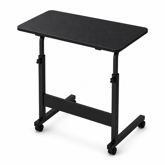 Mobile laptop desk adjustable bedside, or sofa table rolling laptop stand portable computer desk with wheels AU - black