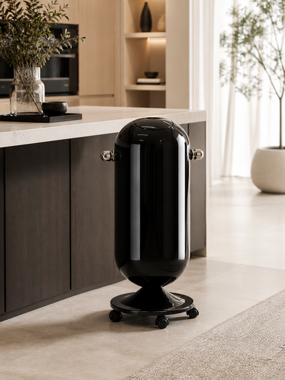Modern luxury trash can with lid large capacity press open kitchen waste bin minimalist design - black
