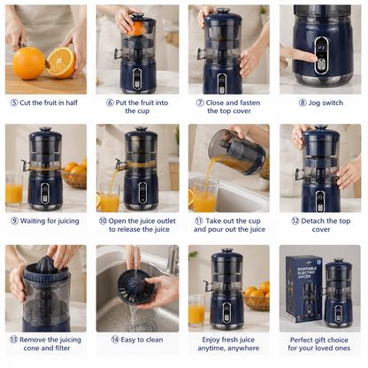 Citrus Juicer – Portable, Electric, 600ml, USB Rechargeable, Fresh Juice Maker