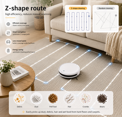 Super mini robot vacuum for pet hair, carpets & hard floors with self-charging