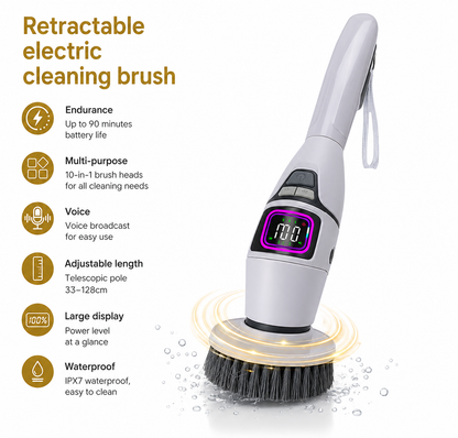10 in-1 smart electric cleaning brush for effortless bathroom, kitchen and household cleaning - with voice prompts