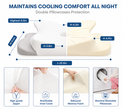 Ergonomic memory foam pillow with contour design and breathable washable cover: for everyday comfort