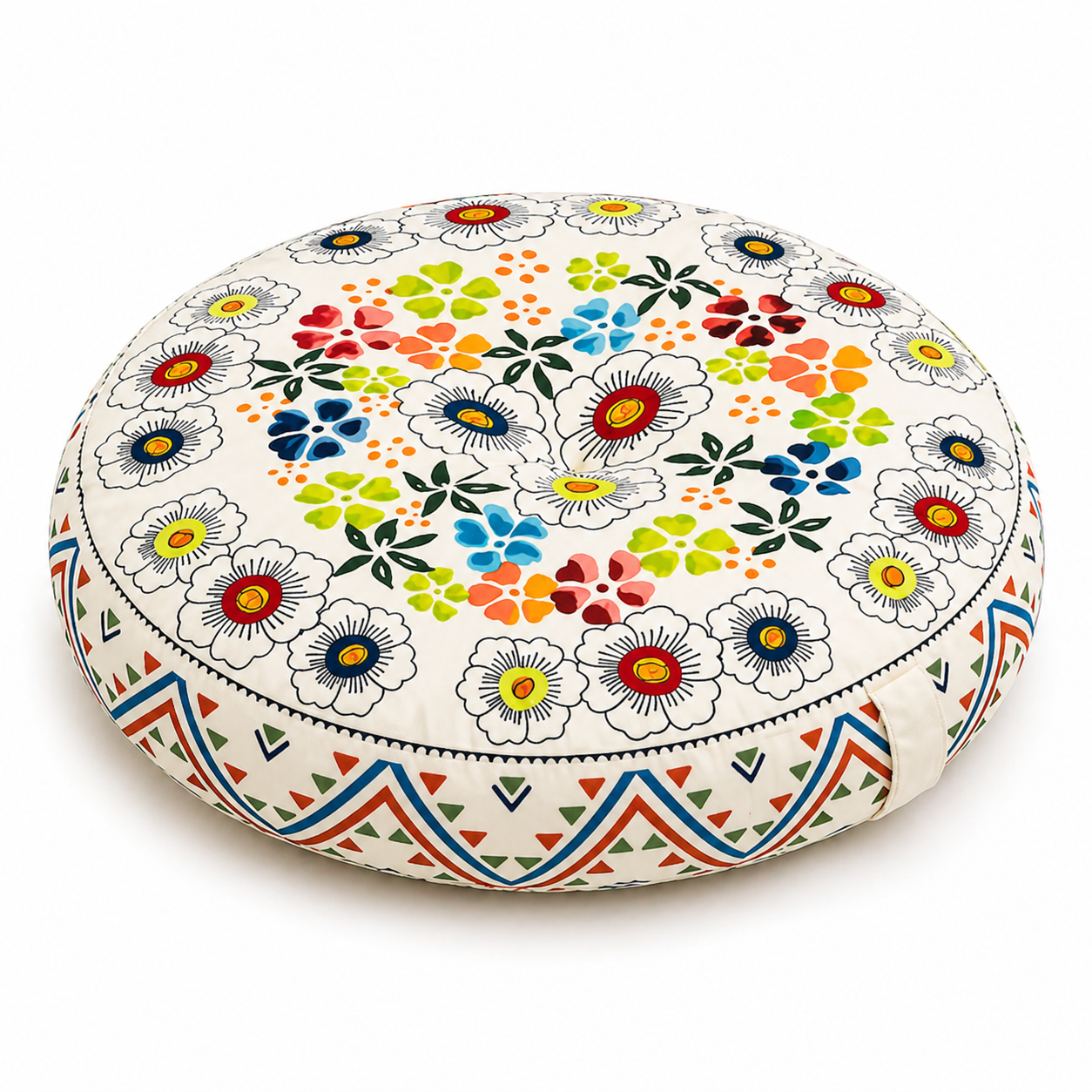 Round floor cushion 45cm thick boho tatami seat pillow for meditation, relaxation and everyday comfort - multicolor