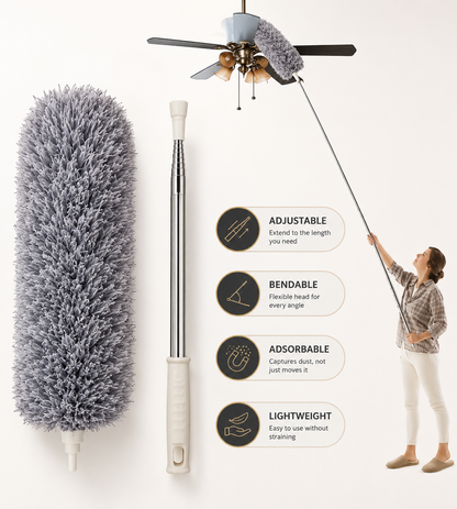 Microfiber Duster – Extendable, Flexible Head, For Hard-to-Reach Areas