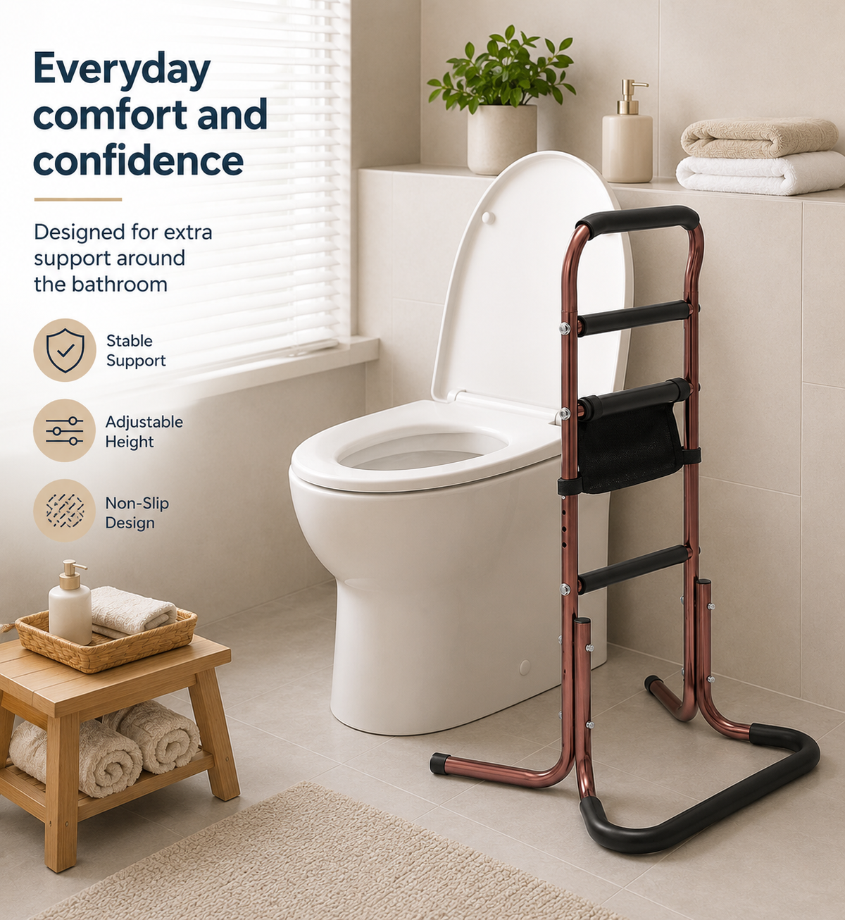 Standing Support Rail – Adjustable, Non-Slip Handle, Everyday Assistance