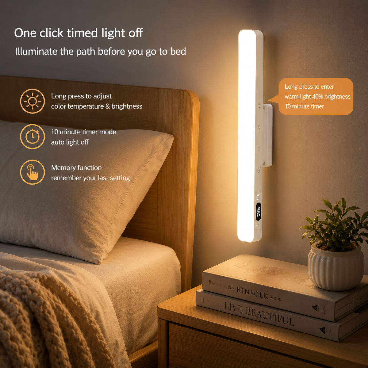 Reading Lamp – Rechargeable, Magnetic, LED, Remote Control, Adjustable Brightness