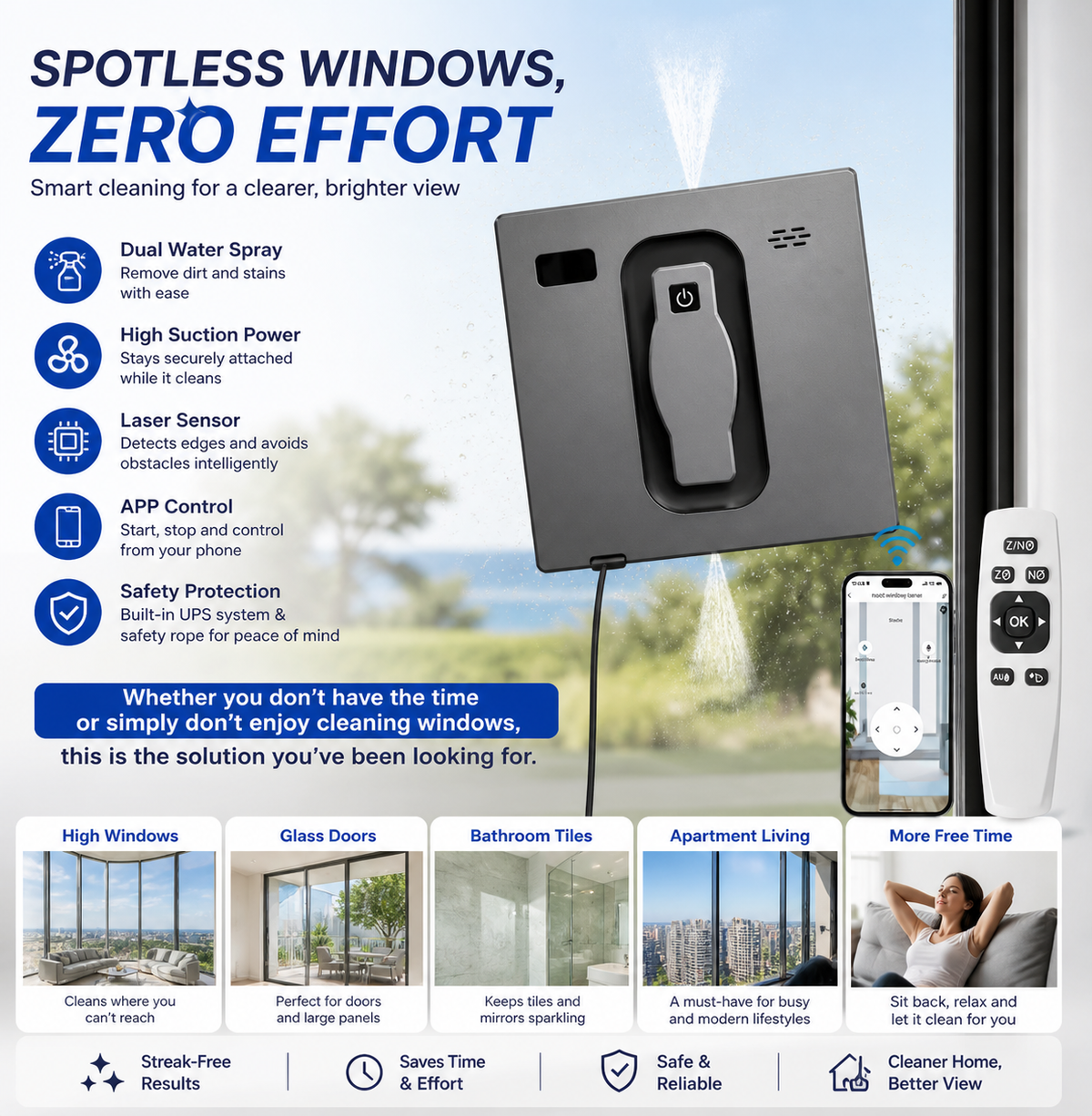 Window Cleaning Robot – Automatic, Glass, For Windows, Mirrors & Walls