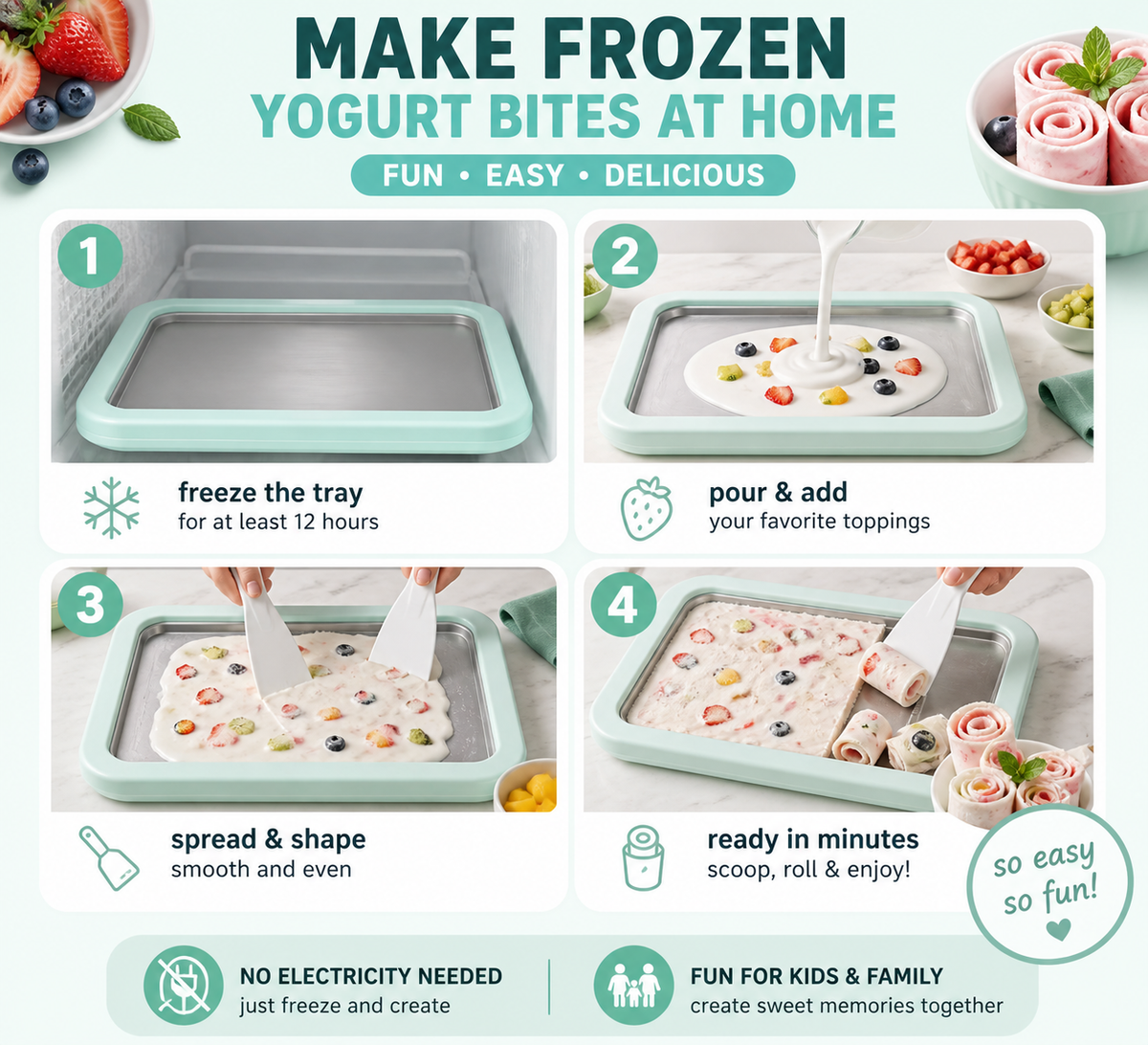 Ice Cream Maker – Instant Rolled, Stainless Steel, No Electricity, For Frozen Yogurt