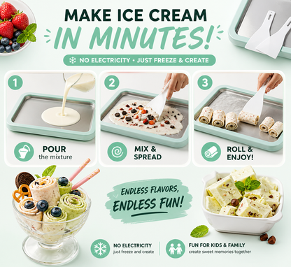 Ice Cream Maker – Instant Rolled, Stainless Steel, No Electricity, For Frozen Yogurt