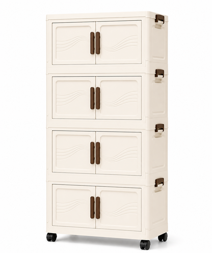 Storage Box – Stackable, Foldable, 4-Tier, Closed Door, Organiser
