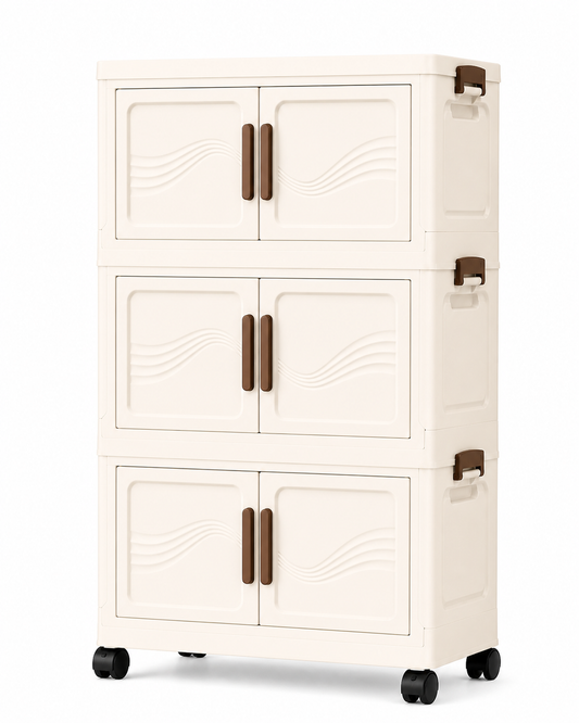 Foldable storage box with clear door stackable storage bins 3 tier organiser clothes toys books space saving storage AU