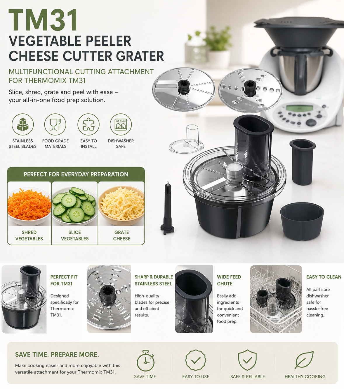 TM31 Vegetable Peeler Cheese Cutter Grater for Thermomix 31