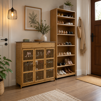 4-Tier Shoe Storage Cabinet with 3 Doors – Freestanding Shoe Rack Organiser for Entryway, Hallway & Closet