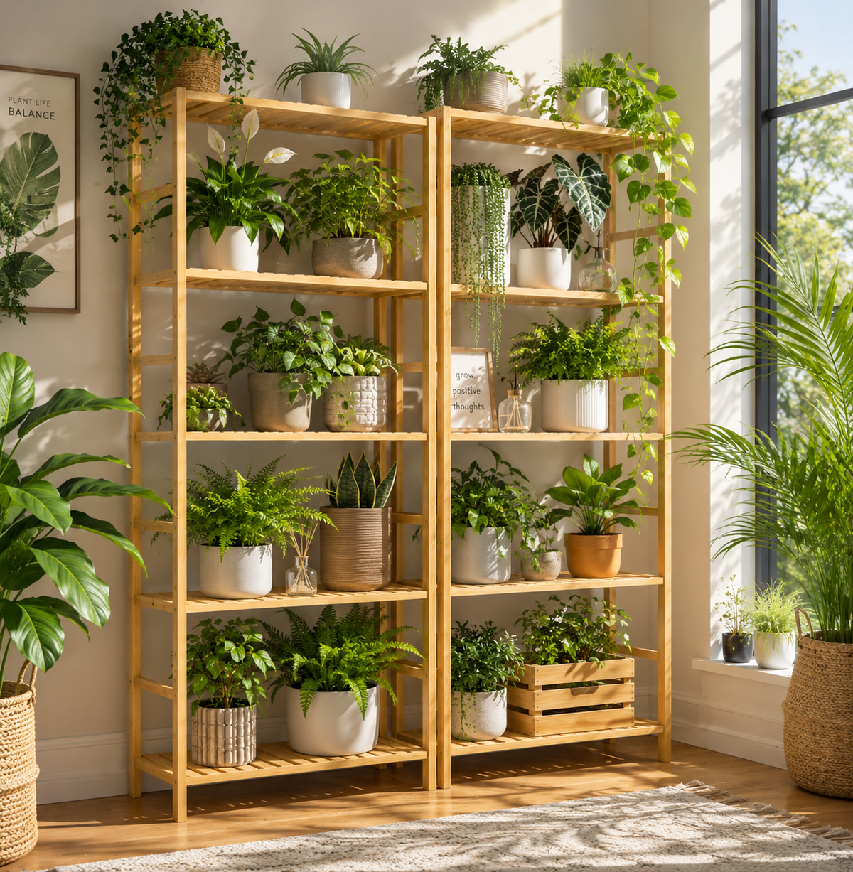 Storage Rack – Adjustable, 6-Tier, Bamboo Shelving Unit