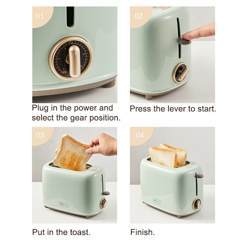 Retro toaster sandwich maker waffle maker: mini oven compact breakfast toaster AU kitchen appliance - Yellow