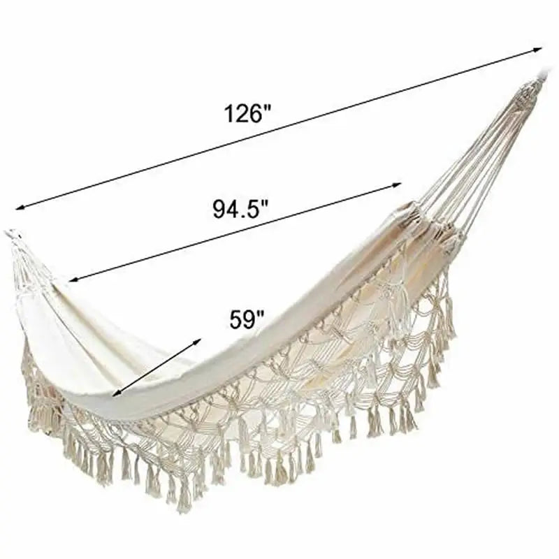 Double Hammock – Boho Macrame, 2-Person, Cotton, Indoor & Outdoor