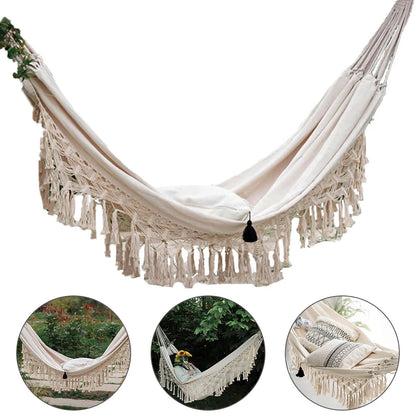 Double Hammock – Boho Macrame, 2-Person, Cotton, Indoor & Outdoor