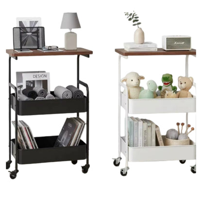 Storage Cart – Rolling, Multi-Tier, Locking Wheels, For Kitchen, Office & Home
