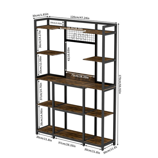 Multi-Purpose 5 Tier Backer's Storage Rack with Shelves, Hooks & Organiser Station