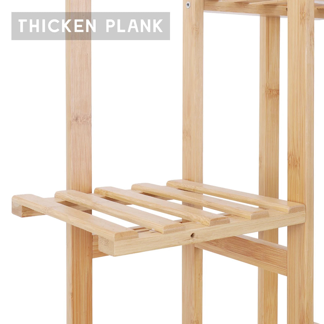 Bamboo plant stand 6 tier tall plant shelf corner flower rack indoor outdoor space saving plant display