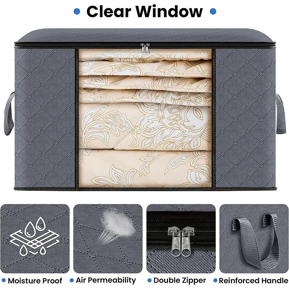 Large, Foldable Capacity Storage Organiser for Bedding, Quilts & Seasonal Clothing with viewing window