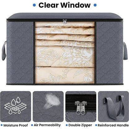 Large, Foldable Capacity Storage Organiser for Bedding, Quilts & Seasonal Clothing with viewing window