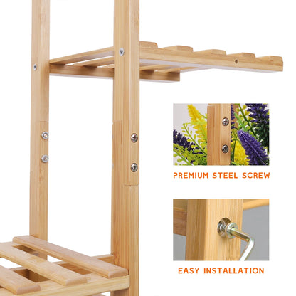 Bamboo plant stand 6 tier tall plant shelf corner flower rack indoor outdoor space saving plant display