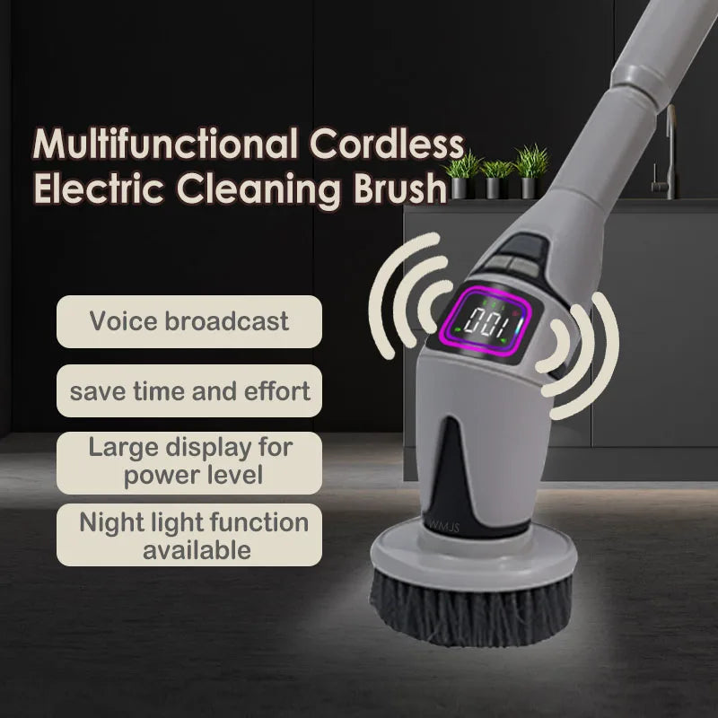 10 in-1 smart electric cleaning brush for effortless bathroom, kitchen and household cleaning - with voice prompts