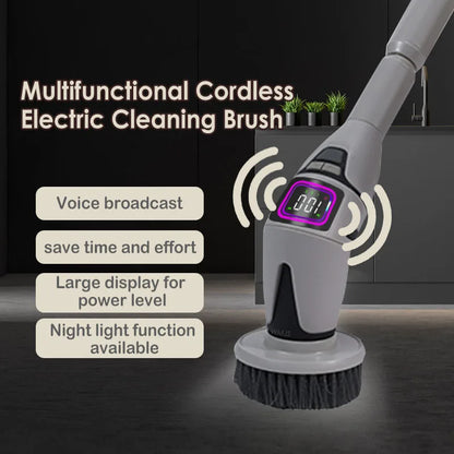 10 in-1 smart electric cleaning brush for effortless bathroom, kitchen and household cleaning - with voice prompts
