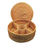 Storage Basket – Natural Handwoven Rattan, 5-Compartment, With Lid