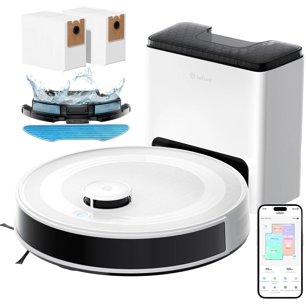 Robot Vacuum Cleaner – Smart, Wet & Dry, Self-Emptying, Laser Navigation, 6000Pa