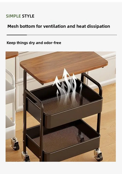 Storage Cart – Rolling, Multi-Tier, Locking Wheels, For Kitchen, Office & Home