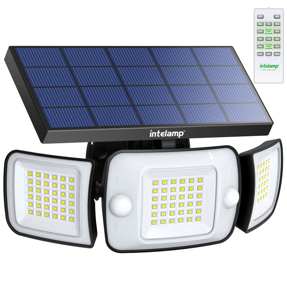 Outdoor Solar Security Light with Motion Sensors & Wide-Angle Illumination