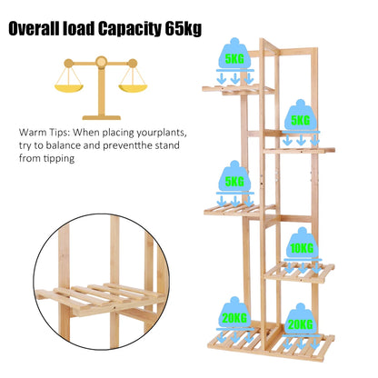 Bamboo plant stand 6 tier tall plant shelf corner flower rack indoor outdoor space saving plant display
