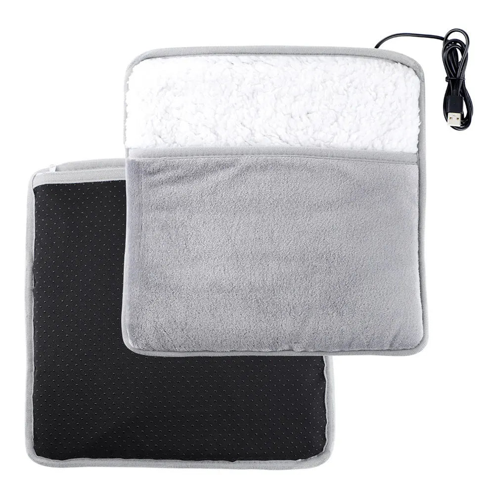 Foot Warmer – USB Heated, 10W, Plush Flannel, Grey