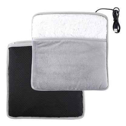 Foot Warmer – USB Heated, 10W, Plush Flannel, Grey