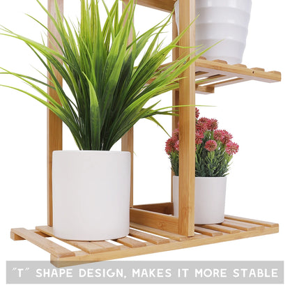 Bamboo plant stand 6 tier tall plant shelf corner flower rack indoor outdoor space saving plant display