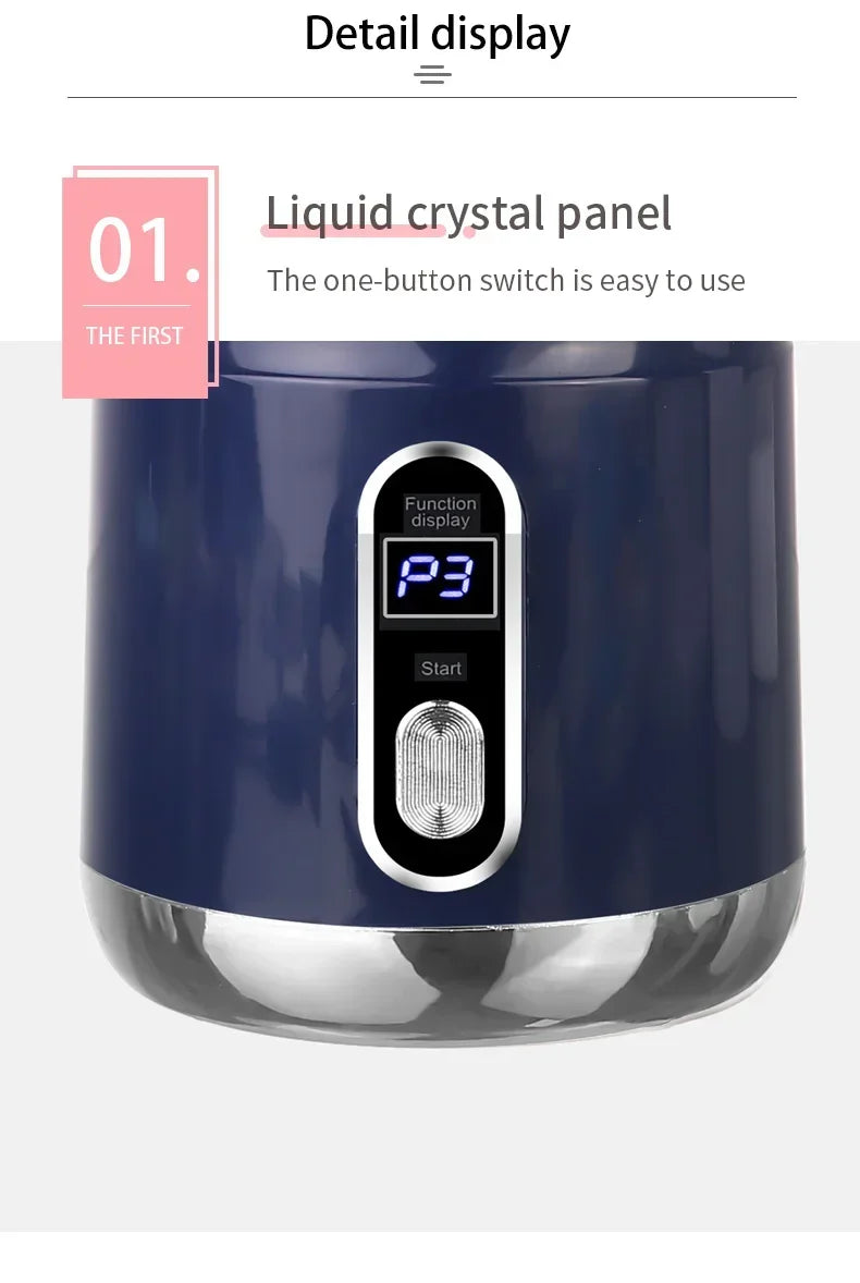 Portable electric citrus juicer 600ml usb rechargeable with pulp separation for fresh juice or smoothies anywhere (dark blue)