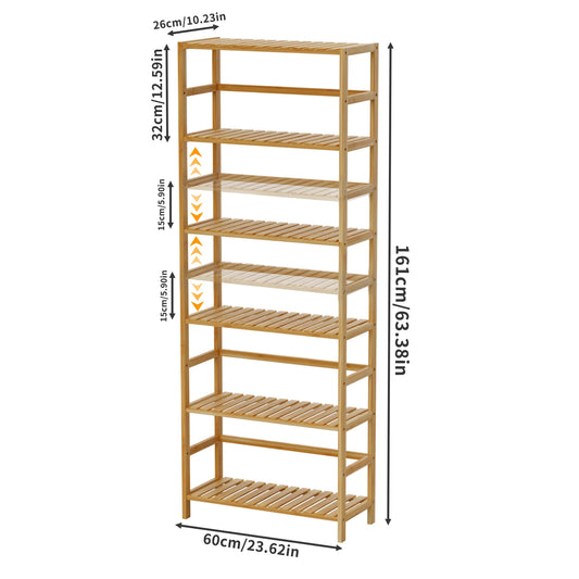 Adjustable Bamboo Storage Rack 6 Tier Bookshelf Plant Stand Shelving Unit